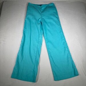 Ann‎ Taylor Women's Size 8 Wide Leg Linen Blend Turquoise Career Pants